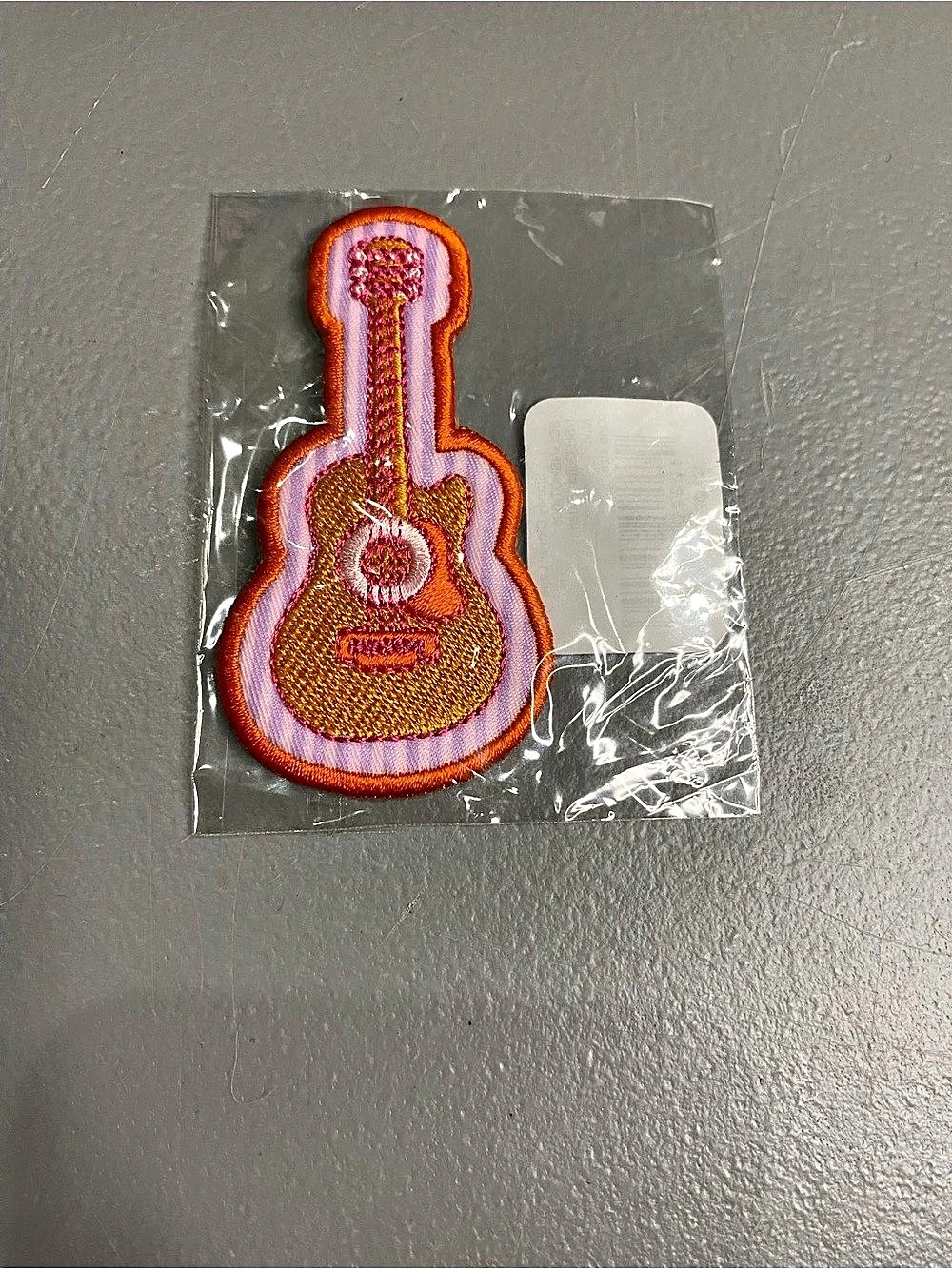 Stoney Clover Lane Guitar Embroidered Patch Orange & Pink NWT